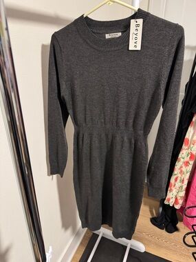 Beyove knit sweater dress charcoal gray size XS new with tags